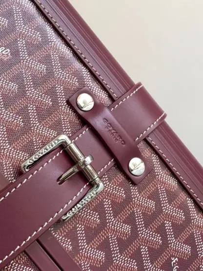  Goyard Luggage Bourget PM Trolley Case Burgundy #3448 - Image 7