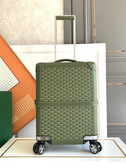 Replica Goyard Luggage Bourget PM Trolley Case Avocado green #3450