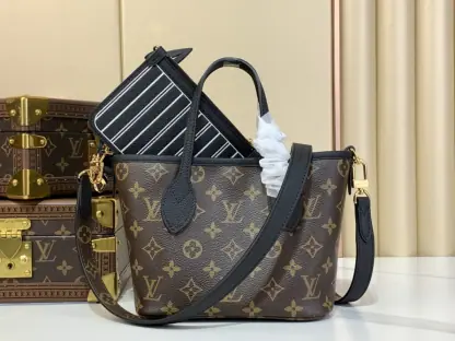  Louis Vuitton Neverfull Bandoulière Inside Out BB M12099 Black #3576 - Image 9