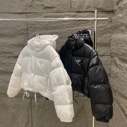  PRADA Re-Nylon convertible cropped down jacket Black #3400 - Image 3