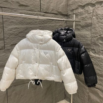  PRADA Re-Nylon convertible cropped down jacket Black #3400 - Image 4