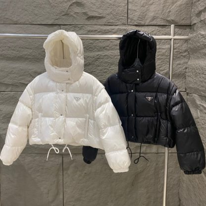  PRADA Re-Nylon convertible cropped down jacket Black #3400 - Image 9