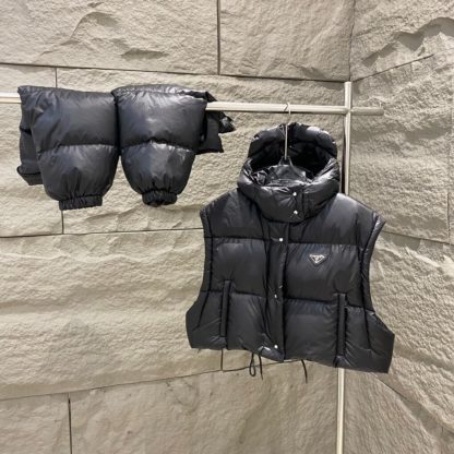  PRADA Re-Nylon convertible cropped down jacket Black #3400 - Image 5