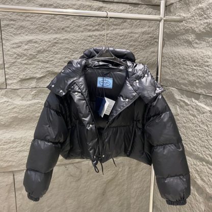  PRADA Re-Nylon convertible cropped down jacket Black #3400 - Image 15