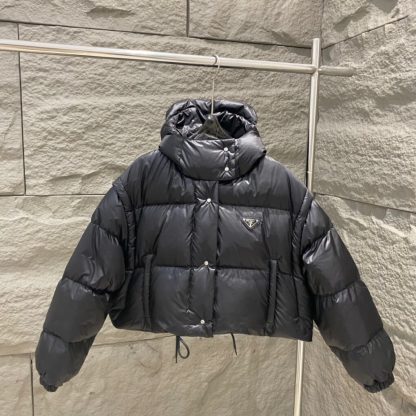 Replica PRADA Re-Nylon convertible cropped down jacket Black #3400