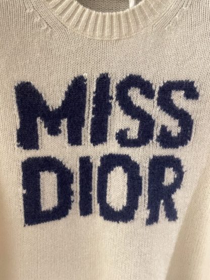  Dior Ecru Cashmere and Silk Knit with Blue Miss Dior Graffiti Motif Sweater #3416 - Image 4