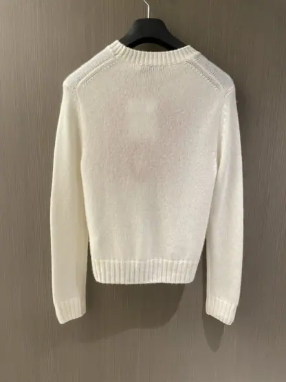  Dior Ecru Cashmere and Silk Knit with Red Miss Dior Graffiti Motif Sweater #3415 - Image 2