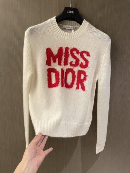  Dior Ecru Cashmere and Silk Knit with Red Miss Dior Graffiti Motif Sweater #3415 - Image 5