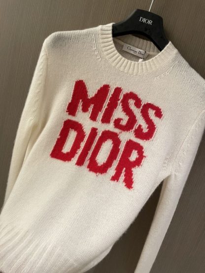  Dior Ecru Cashmere and Silk Knit with Red Miss Dior Graffiti Motif Sweater #3415 - Image 6