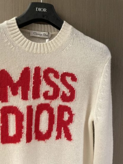  Dior Ecru Cashmere and Silk Knit with Red Miss Dior Graffiti Motif Sweater #3415 - Image 7