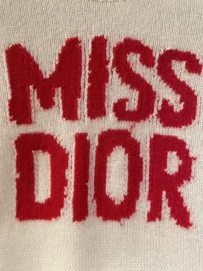  Dior Ecru Cashmere and Silk Knit with Red Miss Dior Graffiti Motif Sweater #3415 - Image 4