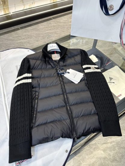  Moncler PADDED WOOL ZIP-UP CARDIGAN NAVY BLUE #3555 - Image 2