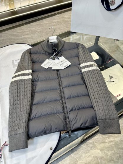 Replica Moncler PADDED WOOL ZIP-UP CARDIGAN DARK GREY #3556