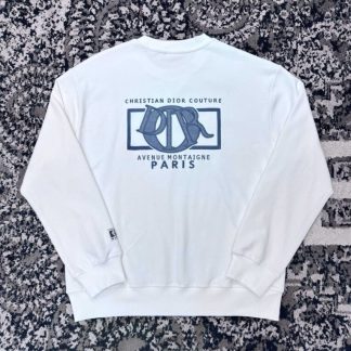 Replica Men's Dior Charm Relaxed-Fit Sweatshirt White Cotton Fleece #3476