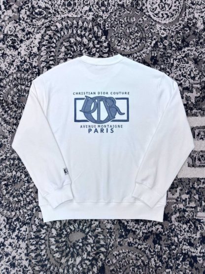 Replica Men's Dior Charm Relaxed-Fit Sweatshirt White Cotton Fleece #3476