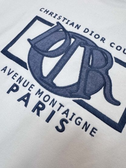  Men's Dior Charm Relaxed-Fit Sweatshirt White Cotton Fleece #3476 - Image 4