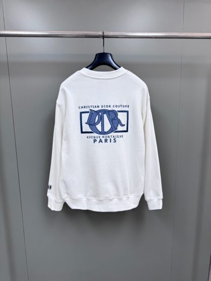  Men's Dior Charm Relaxed-Fit Sweatshirt White Cotton Fleece #3476 - Image 2