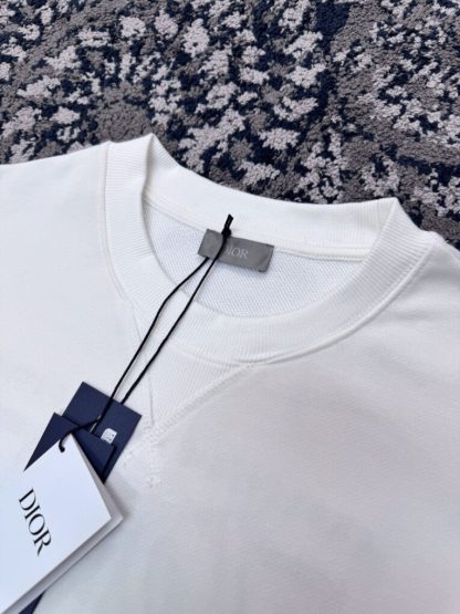  Men's Dior Charm Relaxed-Fit Sweatshirt White Cotton Fleece #3476 - Image 5