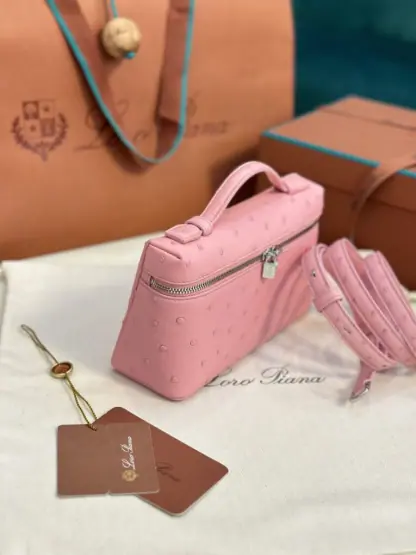 Loro Piana  Extra Poket L19 Ostrich leather Pink #3473 - Image 4