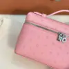 Loro Piana  Extra Poket L19 Ostrich leather Pink #3473 - Image 7