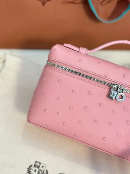 Loro Piana  Extra Poket L19 Ostrich leather Pink #3473 - Image 7