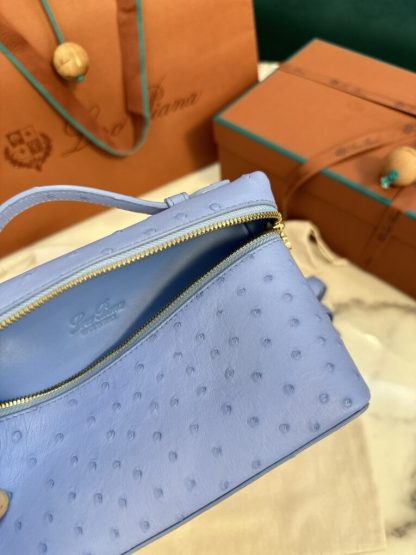 Loro Piana  Extra Poket L19 Ostrich leather Paradise Blue #3475 - Image 2