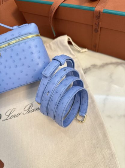 Loro Piana  Extra Poket L19 Ostrich leather Paradise Blue #3475 - Image 5