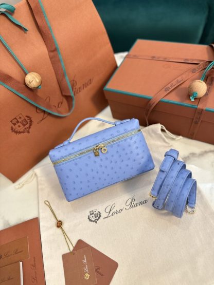 Loro Piana  Extra Poket L19 Ostrich leather Paradise Blue #3475 - Image 6