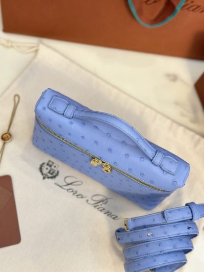 Loro Piana  Extra Poket L19 Ostrich leather Paradise Blue #3475 - Image 7