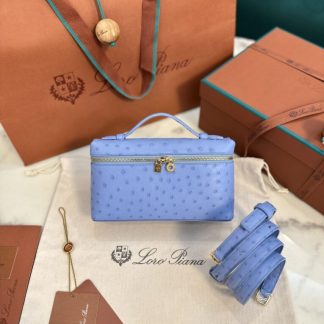 Loro Piana Replica Extra Poket L19 Ostrich leather Paradise Blue #3475