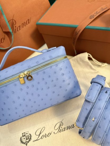 Loro Piana  Extra Poket L19 Ostrich leather Paradise Blue #3475 - Image 8