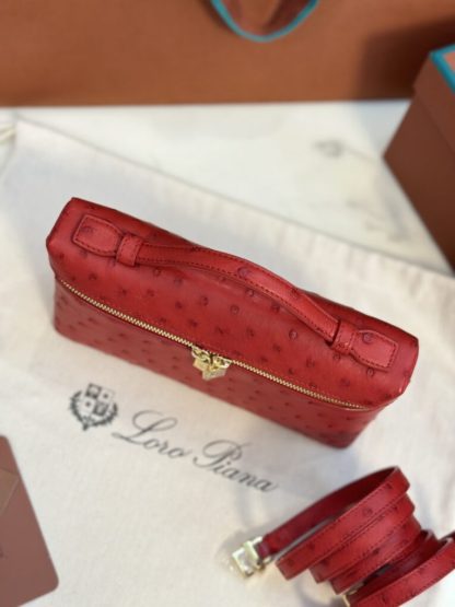 Loro Piana  Extra Poket L19 Ostrich leather Red #3472 - Image 6