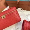 Loro Piana  Extra Poket L19 Ostrich leather Red #3472 - Image 5