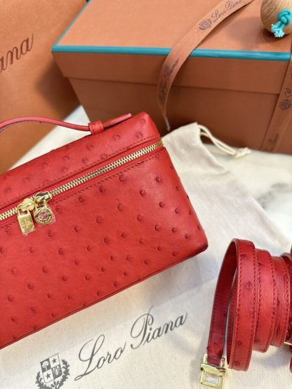 Loro Piana  Extra Poket L19 Ostrich leather Red #3472 - Image 5