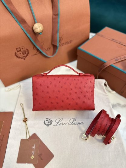 Loro Piana  Extra Poket L19 Ostrich leather Red #3472 - Image 2