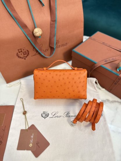 Loro Piana  Extra Poket L19 Ostrich leather Orange #3471 - Image 8