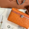 Loro Piana  Extra Poket L19 Ostrich leather Orange #3471 - Image 7