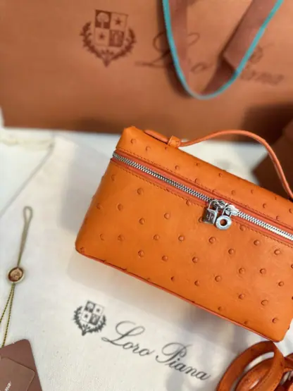 Loro Piana  Extra Poket L19 Ostrich leather Orange #3471 - Image 7