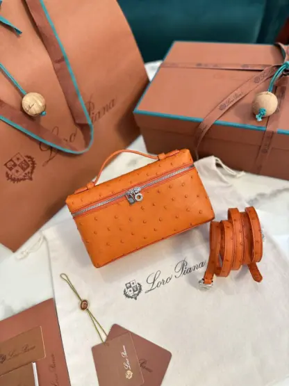 Loro Piana  Extra Poket L19 Ostrich leather Orange #3471 - Image 6
