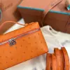 Loro Piana  Extra Poket L19 Ostrich leather Orange #3471 - Image 3