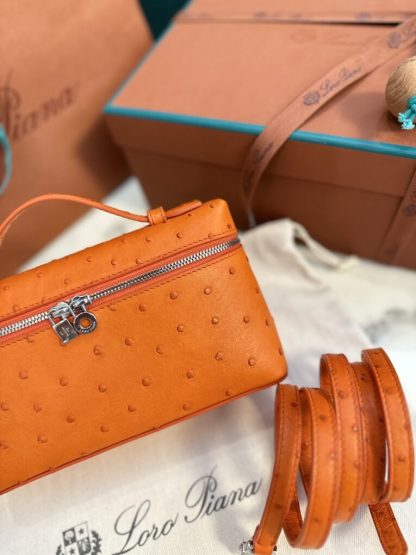 Loro Piana  Extra Poket L19 Ostrich leather Orange #3471 - Image 3