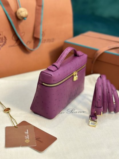 Loro Piana  Extra Poket L19 Ostrich leather Purple #3470 - Image 6