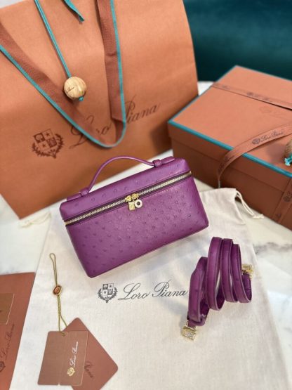 Loro Piana  Extra Poket L19 Ostrich leather Purple #3470 - Image 4