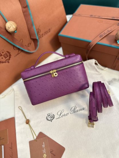 Loro Piana  Extra Poket L19 Ostrich leather Purple #3470 - Image 9