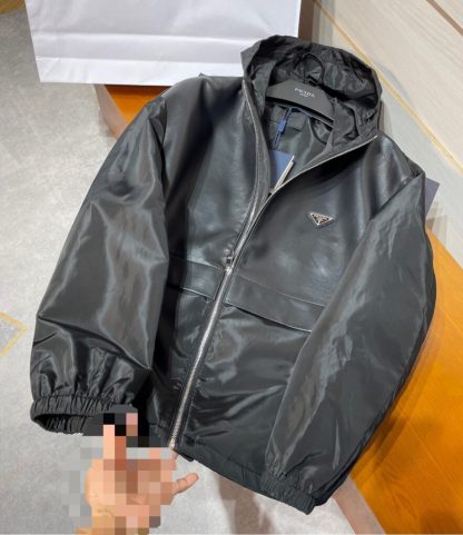  Prada Men's Outwear Silk and leather blouson jacket 2024 #3418 - Image 23