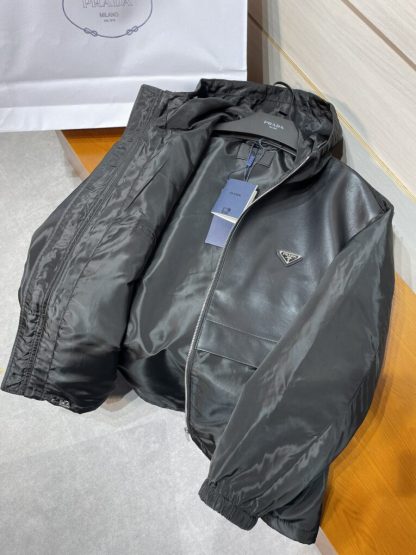  Prada Men's Outwear Silk and leather blouson jacket 2024 #3418 - Image 24