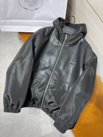  Prada Men's Outwear Silk and leather blouson jacket 2024 #3418 - Image 25