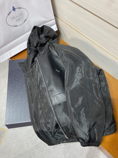  Prada Men's Outwear Silk and leather blouson jacket 2024 #3418 - Image 7