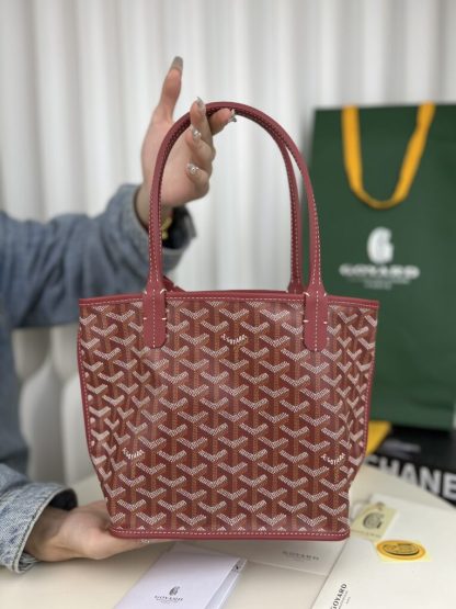  Goyard Anjou Mini Bag Burgundy Tote #3379 - Image 11