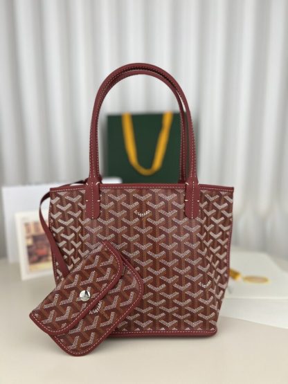  Goyard Anjou Mini Bag Burgundy Tote #3379 - Image 14